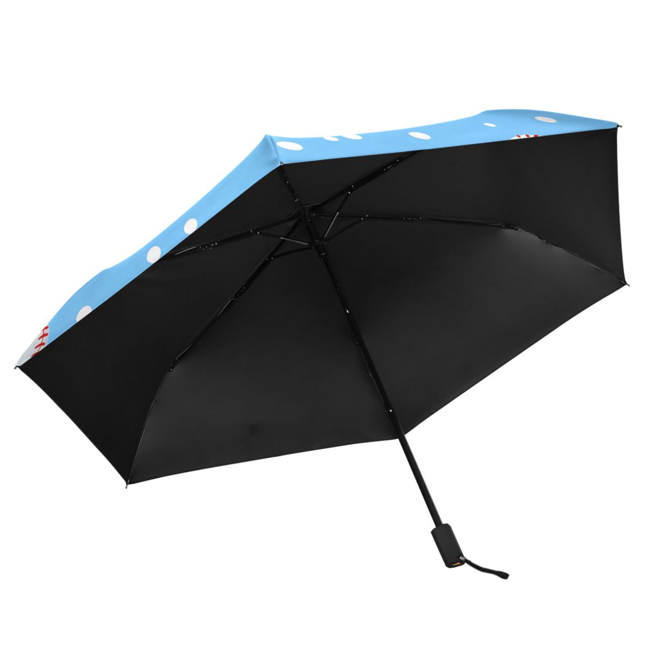 ALAZA Baseball Polka Dot UPF 50+ Compact Folding Umbrella for Rain Travel Umbrella Packable