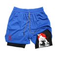 thumbnail image 1 of Pantalones cortos de gimnasio de Anime para hombre, 2 en 1, transpirables, absorbentes del sudor, de secado rápido, para entrenamiento, gimnasio, con bolsillos, 1 of 5