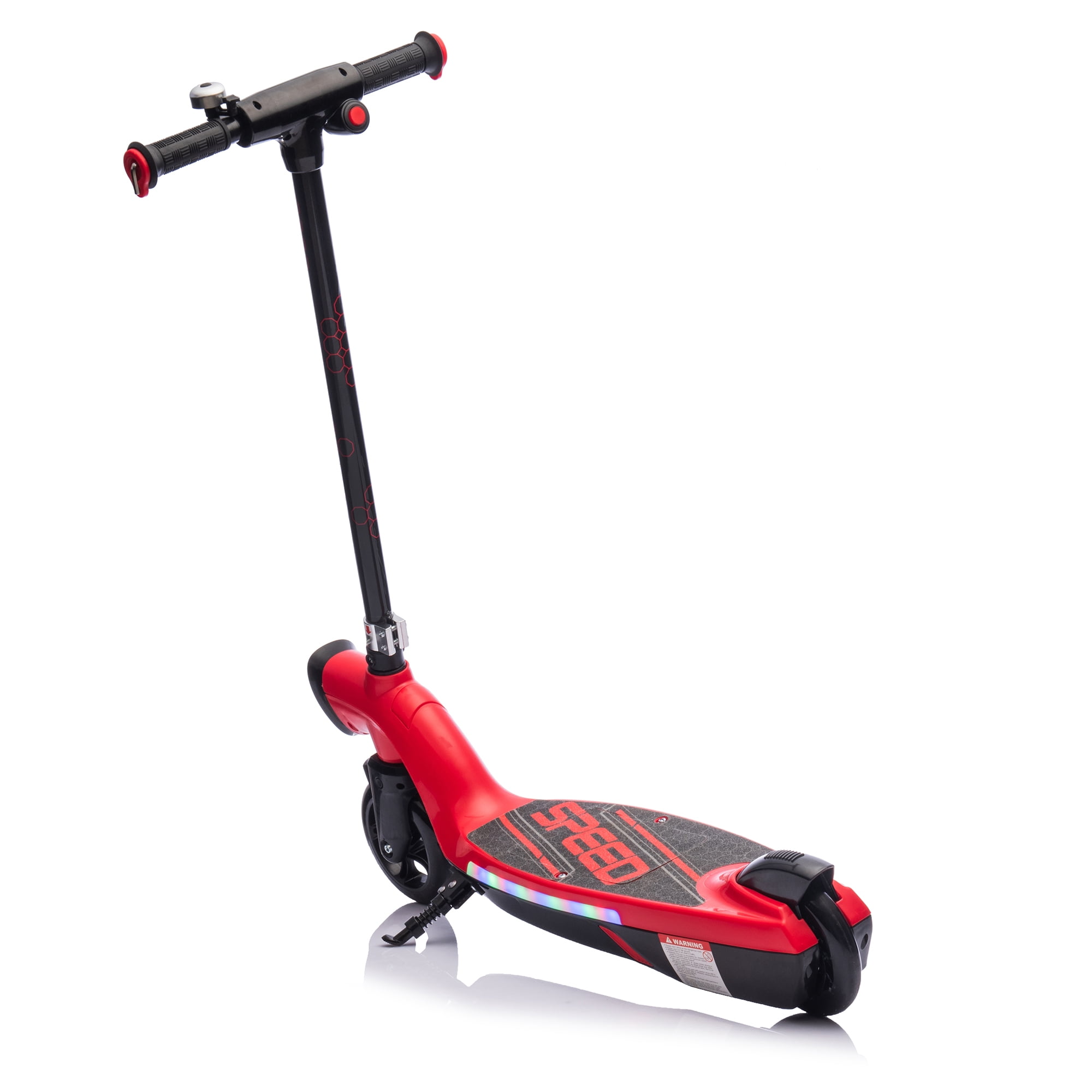 Kids Ride On Electric Scooter With Kickstand,Scooter Bell,Faster Speed And Longer Usage Time,Rear Brake,Wider Pedal,Non-Slip Handle,Colorful LED Lights,5.59-6.84 MPH For Kids 6+.