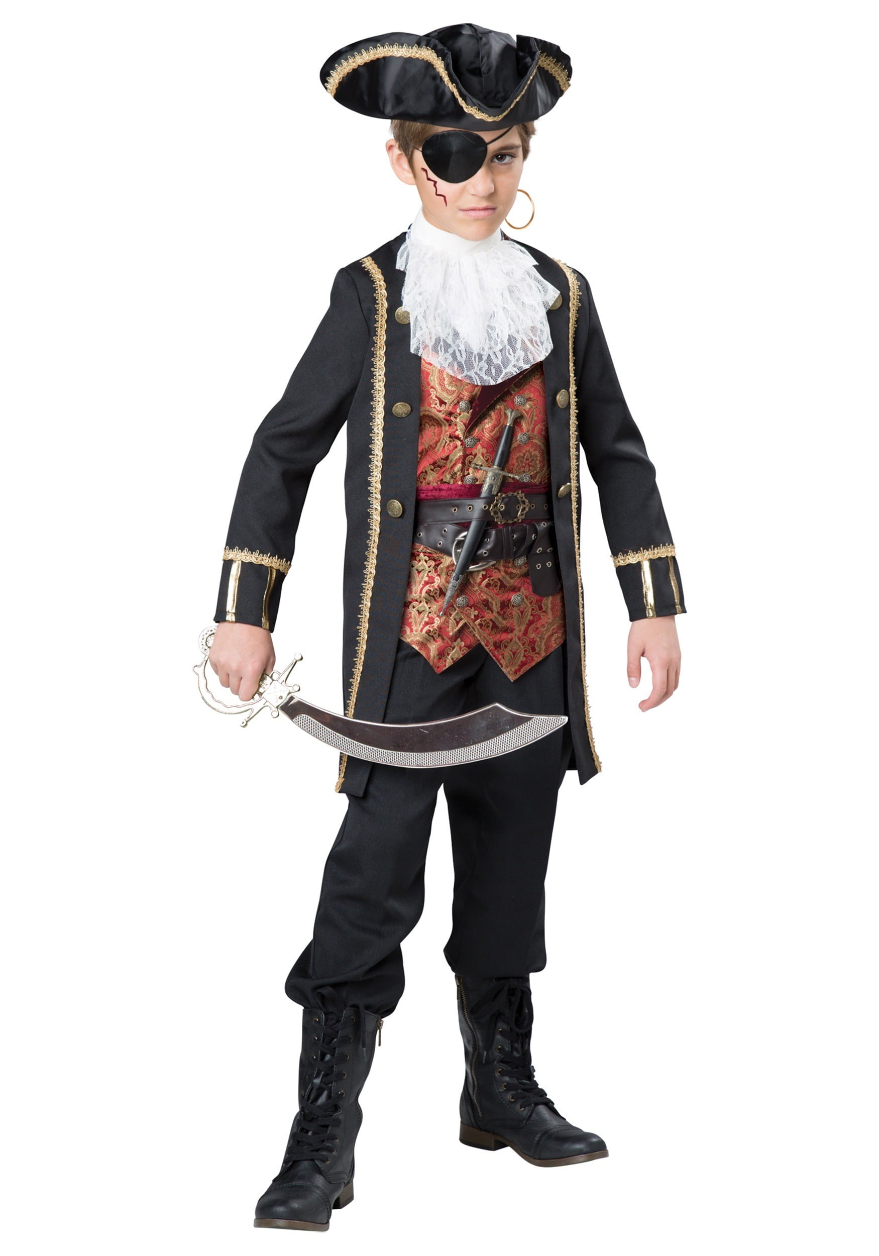8-10 years Large Boys Pirate Captain Fancy Dress Costume