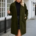 thumbnail image 2 of Women Sherpa Coats Lapel Fuzzy Trench Jackets Winter Cardigan with Button (Army Green S), 2 of 6