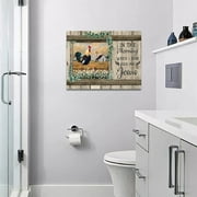 Farmhouse Rooster Canvas Wall Art Farm Barn Chicken Sunflowers Pictures Wall Decor Rustic Chicken Painting Prints Framed Artwork Decor for Bathroom Bedroom Kitchen 12x16