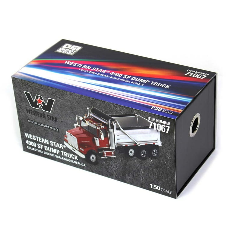 Western Star 4900 SF Dump Truck Red and Silver 1/50 Diecast Model by  Diecast Masters