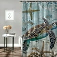 thumbnail image 2 of Orinice  Sea Turtle Shower Curtain Sets with Bathroom Rug U Shape Mat and Toilet Lid Cover Nautical Starfish Coral Beach Coastal Beige Teal Ocean Bathroom Decor Curtains Set with 12 Hooks 60x72, 2 of 7