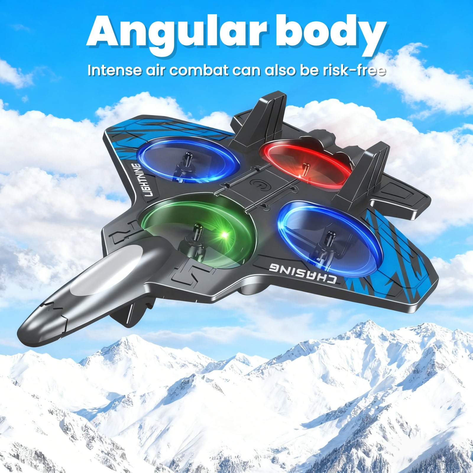Foam Remote Control Airplane for Ages 14+, RC Fighter Jet with LED Lights, 360° Flip Stunt Roll, Durable EPP Plane Gift for Teens & Adults