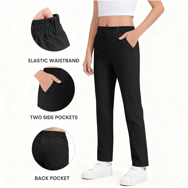 Pantalones largos para niños y pantalones de verano con cintura elástica para niños, pantalones casuales de pierna ancha de color sólido, pantalones largos para niños, pantalones de abrigo para niños,