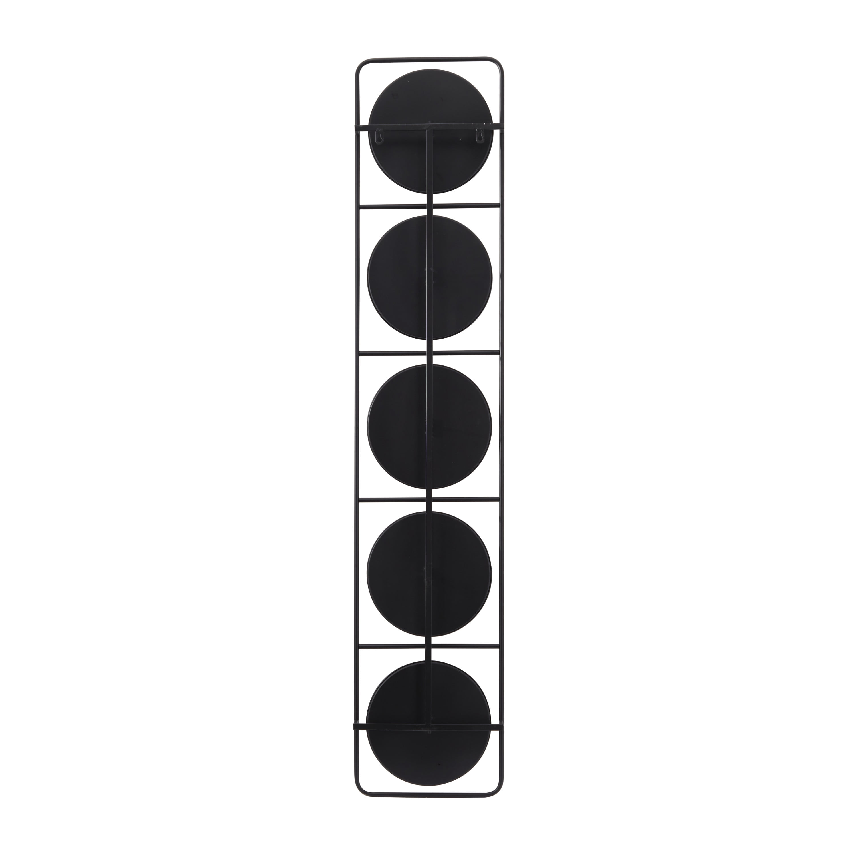 DecMode 12" x 58" Black Wall Mirror with Grid Frame