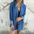 thumbnail image 5 of Clearance! Ogiraw Denim Blazer For Women Women's Spring And Summer Casual Loose Lapel Button Suit Collar Denim Jacket Denim Suit Jean Jacket Coats With Pockets Long Blazers For Women Blue, 5 of 10