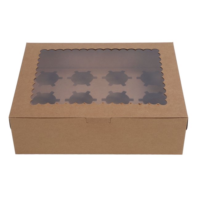 Caja Porta Magdalenas De Cartón De 6 Piezas Con Inserto Extraíble, 12 Porta Magdalenas Con Ventana Transparente, Recipientes Para Magdalenas Para Postres, Fácil De Montar