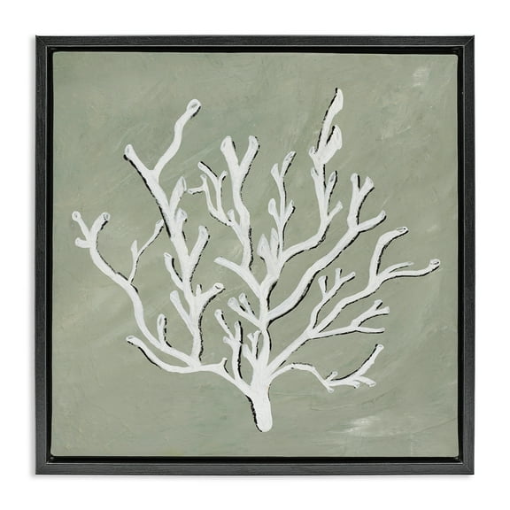 Stupell Industries White Coral Impression Coastal Painting Black Floater Framed Canvas Art Print Wall Art, 18 x 18