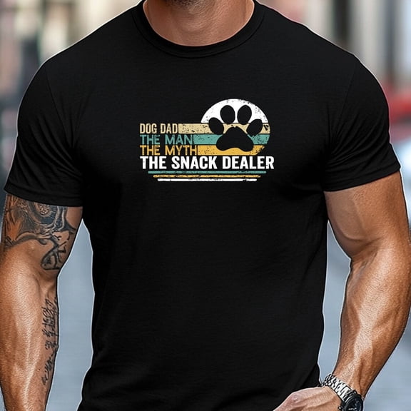T-Shirt pour Homme, Confortable et Polyvalent, Simple et Stylé, T-Shirt pour Homme « DOG DAD THE for Man THE MYTH THE Collation DEALER » Graphique d'Été Décontracté à Col Rond à Manches Courtes, Grande Taille