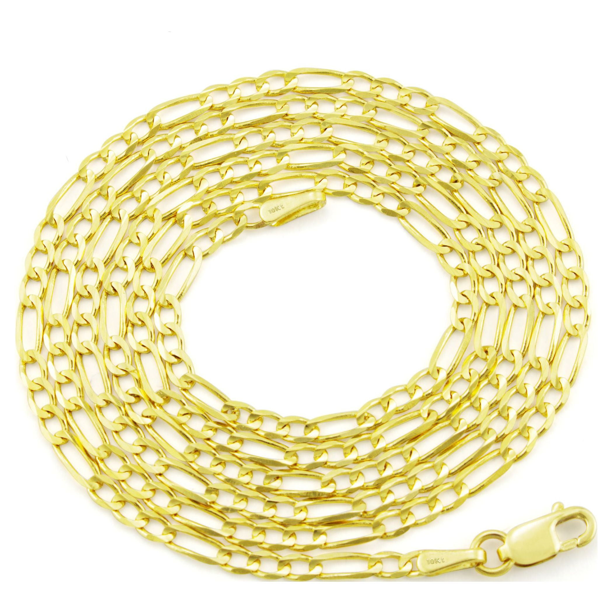 Nuragold 14k Real Yellow Gold Figaro Link 2.5mm Chain Necklace (16"-26") Italian Jewelry for Men & Women