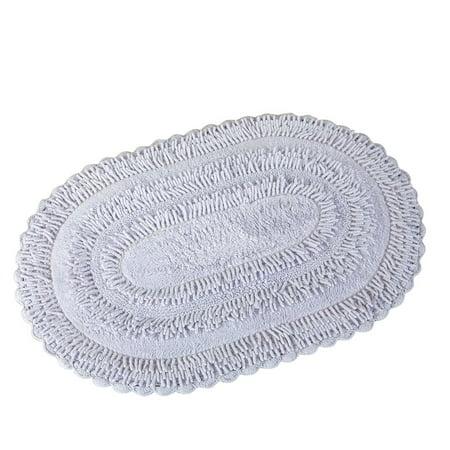 Reversible Tufted Chenille Oval Bath Rug Lilac