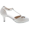 thumbnail image 6 of Chase & Chloe New Kimmy-36 Women's Teardrop Cut Out T-Strap Mid Heel Dress Pumps, Nude PU, 10, 6 of 7