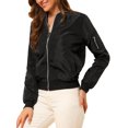 thumbnail image 4 of INSPIRE CHIC Women's Coat Casual Zip Up Bomber Jacket Windbreaker Outerwear with Pockets M Black, 4 of 7