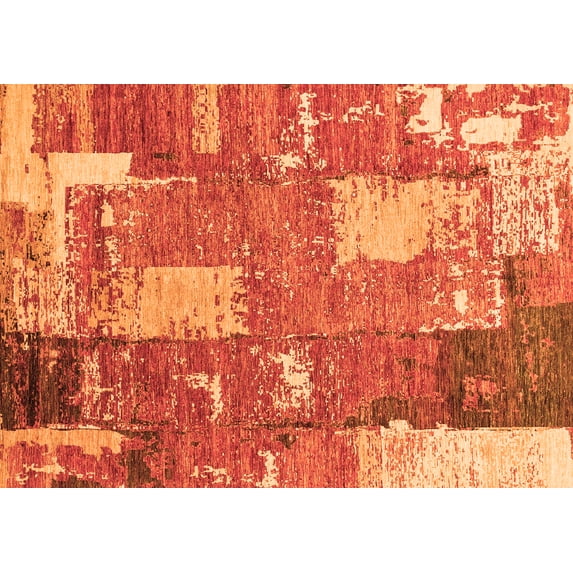 Ahgly Company Indoor Rectangle Patchwork Orange Transitional Area Rugs, 8' x 12'