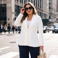 thumbnail image 3 of Agnes Orinda Women's Plus Size Blazers Shawl Collar Button Down Casual Business Work Suit Jacket Peplum Blazers 1X White, 3 of 7