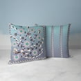 thumbnail image 5 of Leafy Peacock Circles Throw Pillow in Blue 18x18, 5 of 5