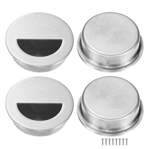 Uxcell 4-Pack Tiradores Empotrados, 1.57 Pulgadas Manijas de Puerta Corrediza de Acero Inoxidable para Puertas de Granero Tiradores Semicirculares