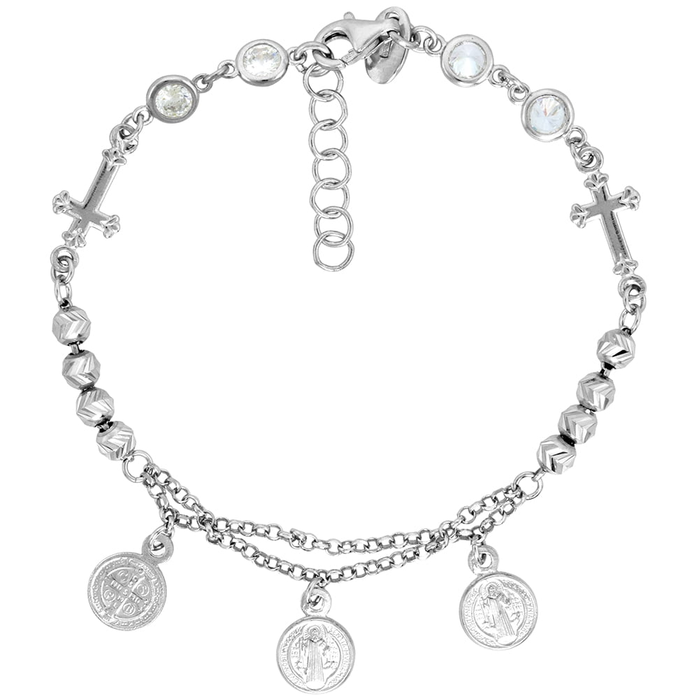YAFEINI Saint Benedict Bracelet In 925 Sterling Silver - Religious Jewelry For Men & Women - View #3
