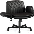 thumbnail image 1 of Cross Chair with Armrests & Wheels for Cross-Legged Sitting  Comfortable PU Leather Vanity Chair  Office Desk Chairs with Adjustable Rocking Function  for Home  Bedroom, 1 of 4