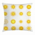 thumbnail image 1 of Yellow and White Throw Pillow Cushion Cover, Various Different Sun Icons Summer Hot Warm Weather Morning Daytime, Decorative Square Accent Pillow Case, 18 X 18 Inches, Marigold White, by Ambesonne, 1 of 2