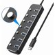 thumbnail image 2 of USB hub, USB 3.0 aluminium data hub with separate switch and LED light for laptop (4ft/120cm), 2 of 4