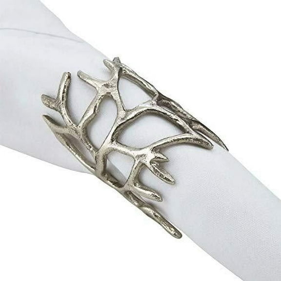 Fennco Styles Wrapped Antler Metal Napkin Rings, Set of 4