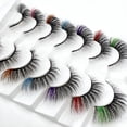 thumbnail image 5 of RAGUPEL Colored Eyelashes Mink Lashes,Fluffy Colorful Lash Clusters,Dramatic Long Thick Cat Fox Eye Lashes Full Curly False Eyelash,3D D Curl Salon Extensions Strip 7 Pairs, 5 of 7