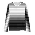 thumbnail image 4 of GEWSEY Striped Shirt Women Long Sleeve Shirts for Women 2025 Boat Neck Casual Basic Tshirt Fall Tops Fitted Ladies Blouses (Black, M), 4 of 4