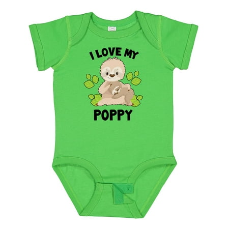 

Inktastic Cute Sloth I Love My Poppy with Green Leaves Gift Baby Boy or Baby Girl Bodysuit