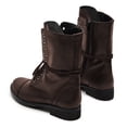 thumbnail image 3 of YDN Women Fashion Combat Boots Closed Round Toe Zippers Flats Lace Up Mid Calf Booties Working Outfit Party Shoes Size 8 Brown, 3 of 4