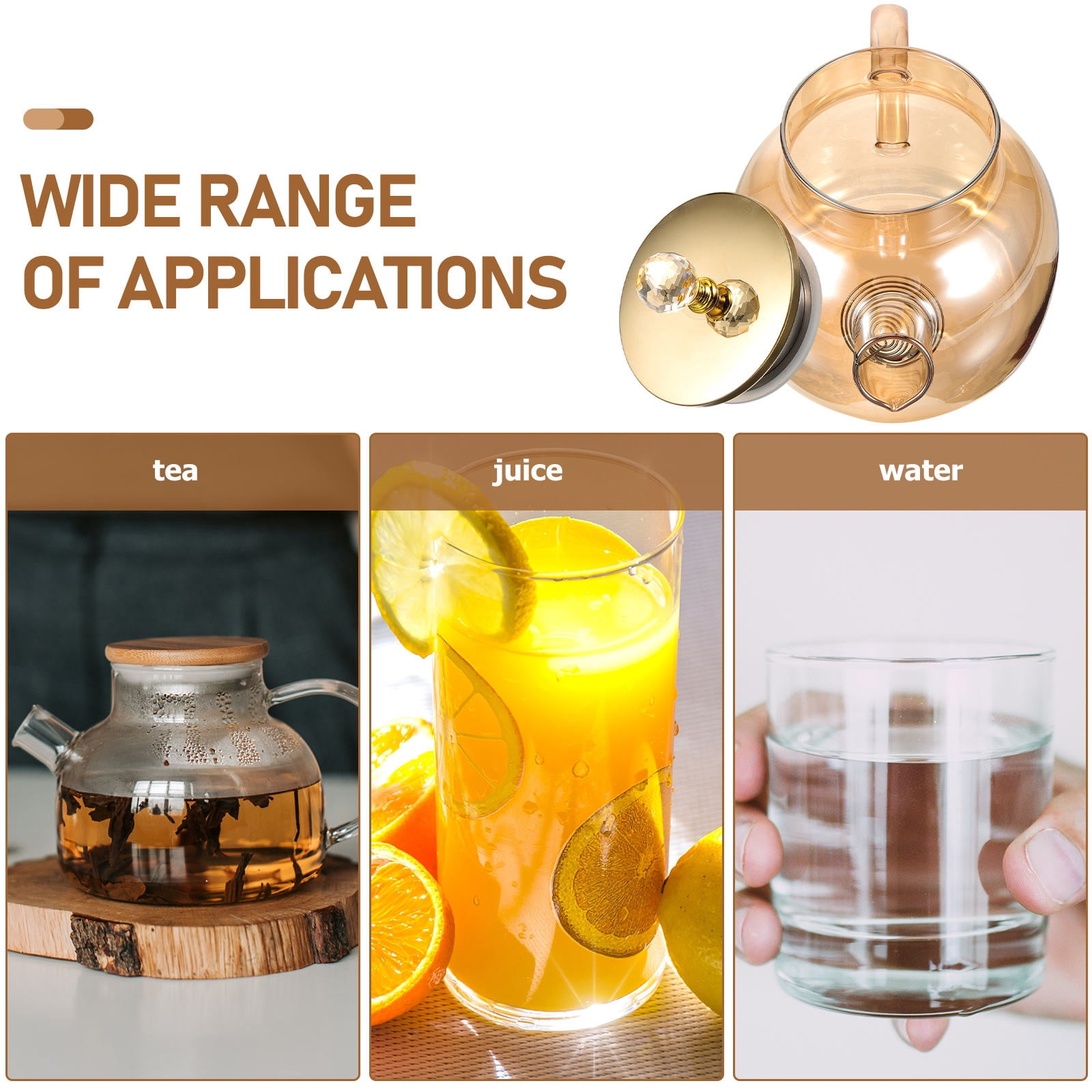 LEORX 1Set Glass Pitcher Heat Resistance Cold and Hot Beverage Storage Square Shape Orange 1L