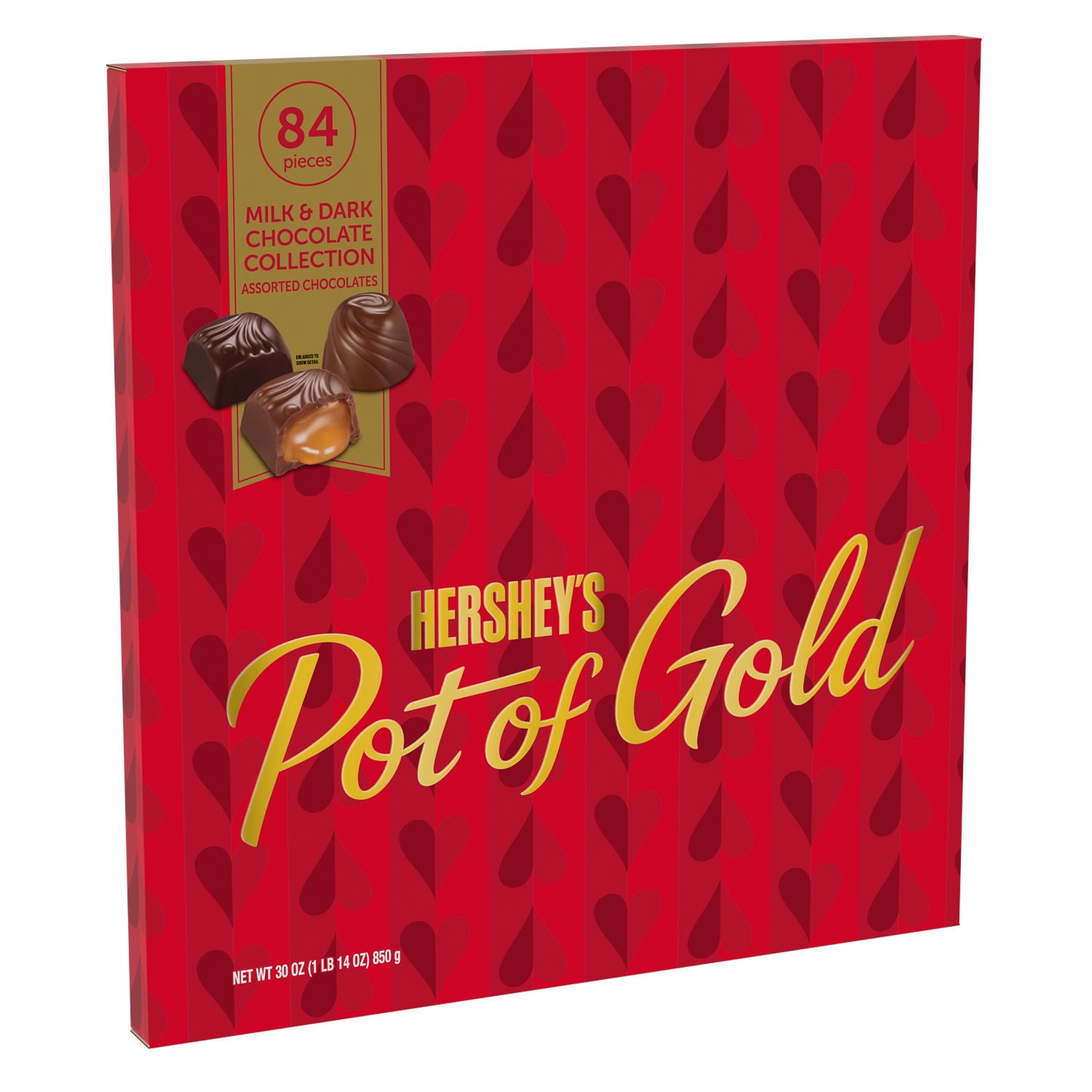 HERSHEY'S, POT OF GOLD Milk and Dark Chocolate Collection Assorted Chocolate Candy, Valentine's Day, 30 oz, Bulk Gift Box (84 Pieces)