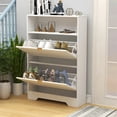 thumbnail image 5 of Shoe Cabinet for Entryway, Slim Shoe Storage Cabinet with 2 Flip Drawers and Open Shelf, 3-Tier Wooden Shoe Rack Cabinet, 5 of 7
