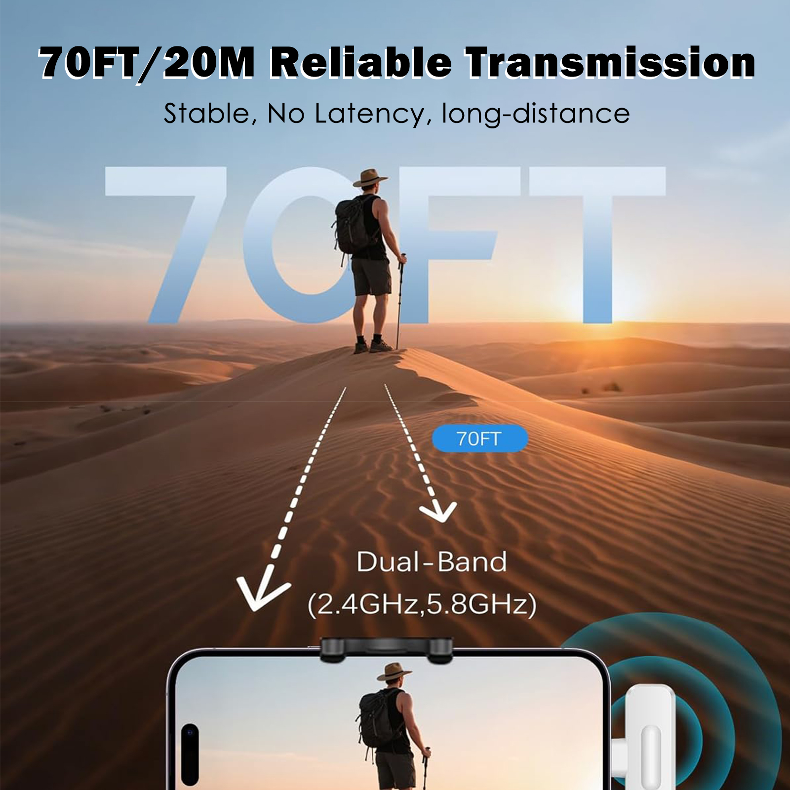 Wireless 2 Pack Clip-on Mini Microphone Compatible with iPhone iPad Android for Video Recording Tiktok Youtube Vlog Podcast, White