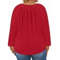 thumbnail image 6 of WellSize Plus Size Women Blouses Casual Pleated Long Sleeve Shirts Fall Crew Neck Tunic Tops, 6 of 10