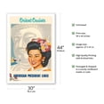 thumbnail image 2 of Orient Cruises - Japanese Woman Buddha - American President Lines - Vintage Ocean Liner Travel Poster by Don Clever c.1950s - Fine Art Matte Paper Print (Unframed) 30x44in, 2 of 4