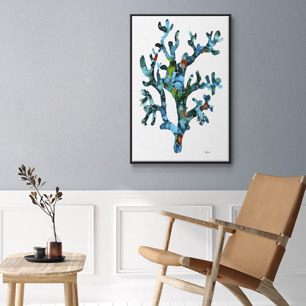 Sea Coral I Framed Premium Gallery Wrapped Canvas - Ready to Hang - 17 x 25 - Black Floating Frame