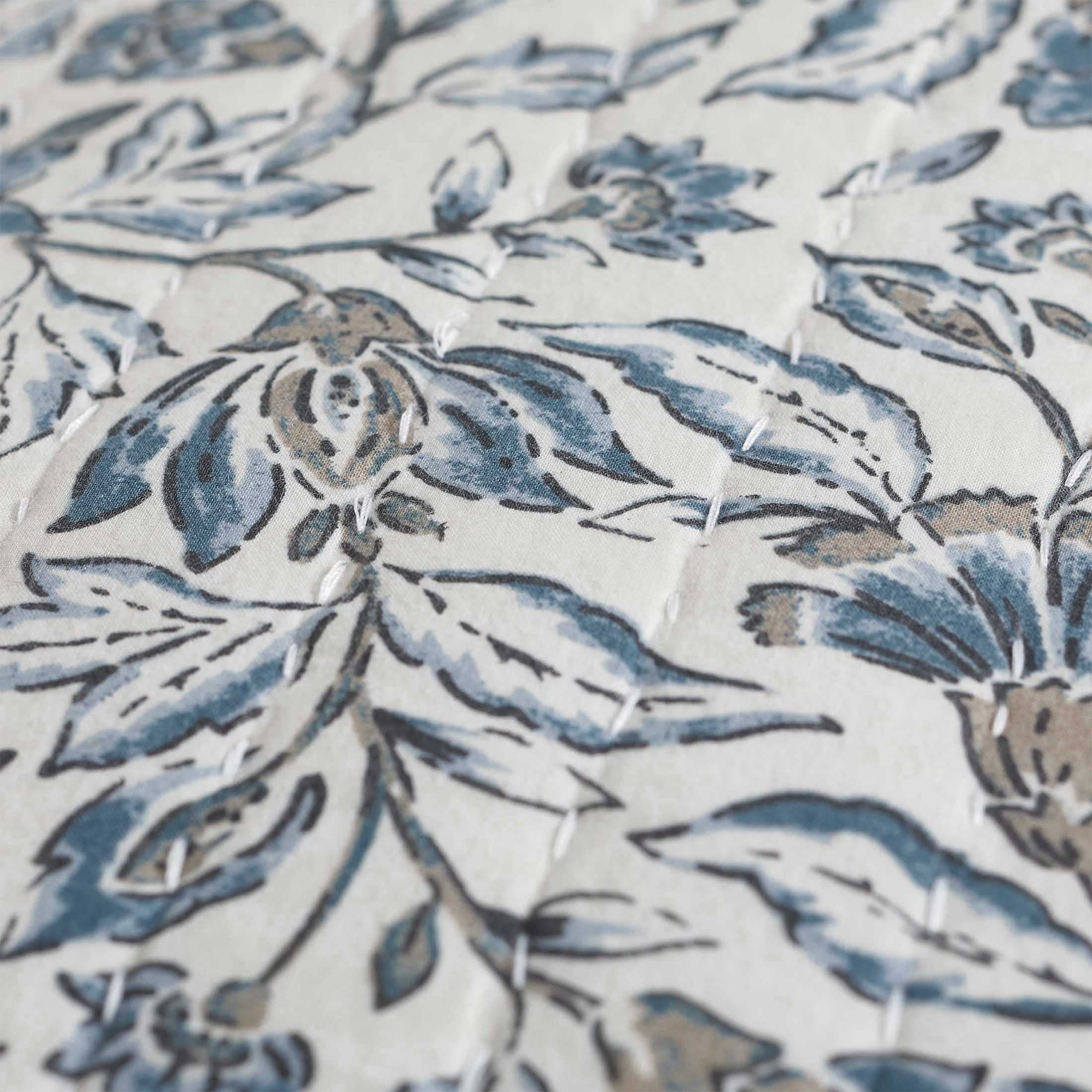 (2 pack) Better Homes & Gardens 20" x 20" Blue Block Print Floral Reversible Cotton Decorative Pillow