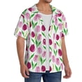 thumbnail image 2 of Goofa Tulips Flowers Printed Men's Casual Short-sleeved Shirt,Lightweight Breathable Button-down,Summer Casual men's top,Versatile Fashion shirt-4X-Large, 2 of 7