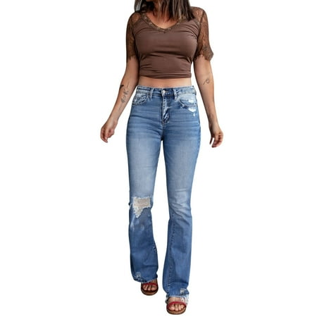 

PEASKJP Women s Cropped Paper Bag Waist Pants with Pockets Pajama Pants Light Blue
