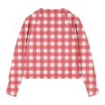 thumbnail image 5 of CLOISE Red Crewneck Sweatshirt Boys Girls Youth Long Sleeve Collared Zip up Tops Plaid with Thumb Hole Outfits Fall Winter Clothes 9T, 5 of 5