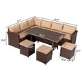 thumbnail image 3 of ALFRESCO 8-Piece Outdoor Rattan Dining Table and Chair Set - Brown Wood Grain Rattan, Khaki Cushions, Plastic Wood Surface, 3 of 9
