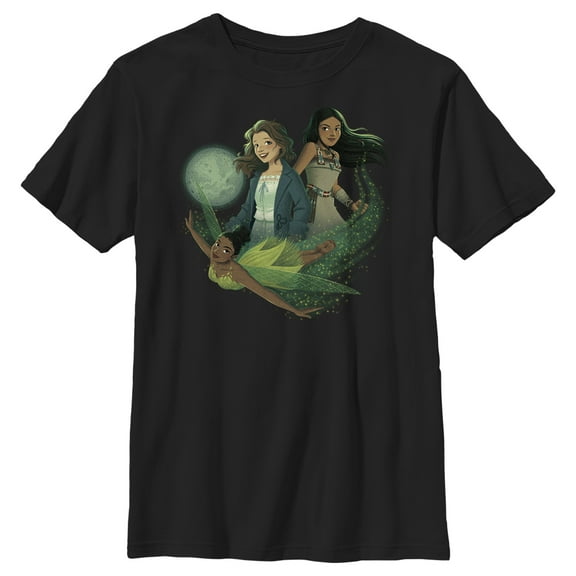 Boy's Peter Pan & Wendy Girls Animated Graphic Tee Black Medium