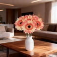 thumbnail image 2 of Artificial Gebera Daisies Flowers for Vase, Spring Summer Home Decor Faux Flower Daisy Flowers Wedding Centerpiece, Floral Arrangements Diy Fake Flower Home Decor (10In) Light Orange, 2 of 8