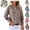 Khaki, variant on Mfakffe Shirts For Women Gingham Plaid Long Sleeve Button Down Shirt Ruffled V‑Neck Casual Loose Fit Blouse for Daily Wear