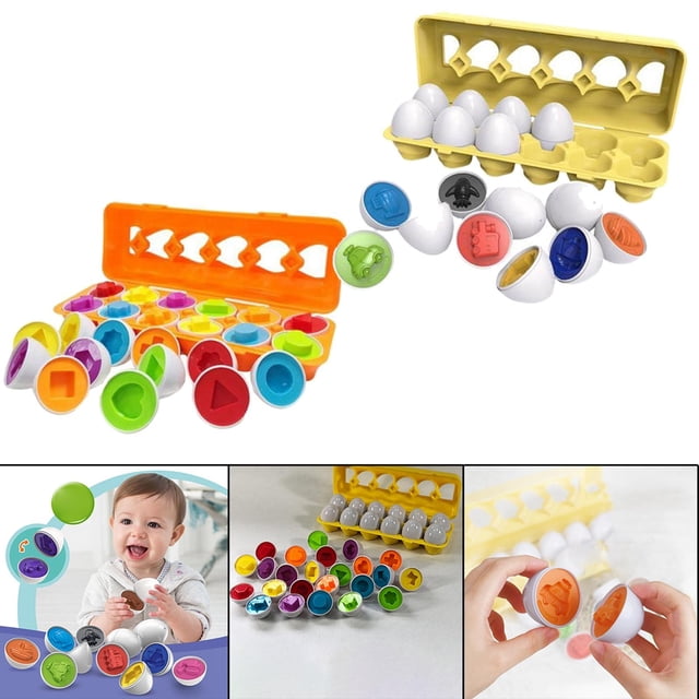 Juguete de entrenamiento de reconocimiento de color de juguete de huevos de 24 piezas para niños Hugo Huevos a juego