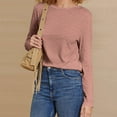 thumbnail image 6 of Fanxing Womens Long Sleeve Shirts Basic Tee Trendy Fall Spring Business Casual Beach Vacation Workout Tops Pink L, 6 of 8