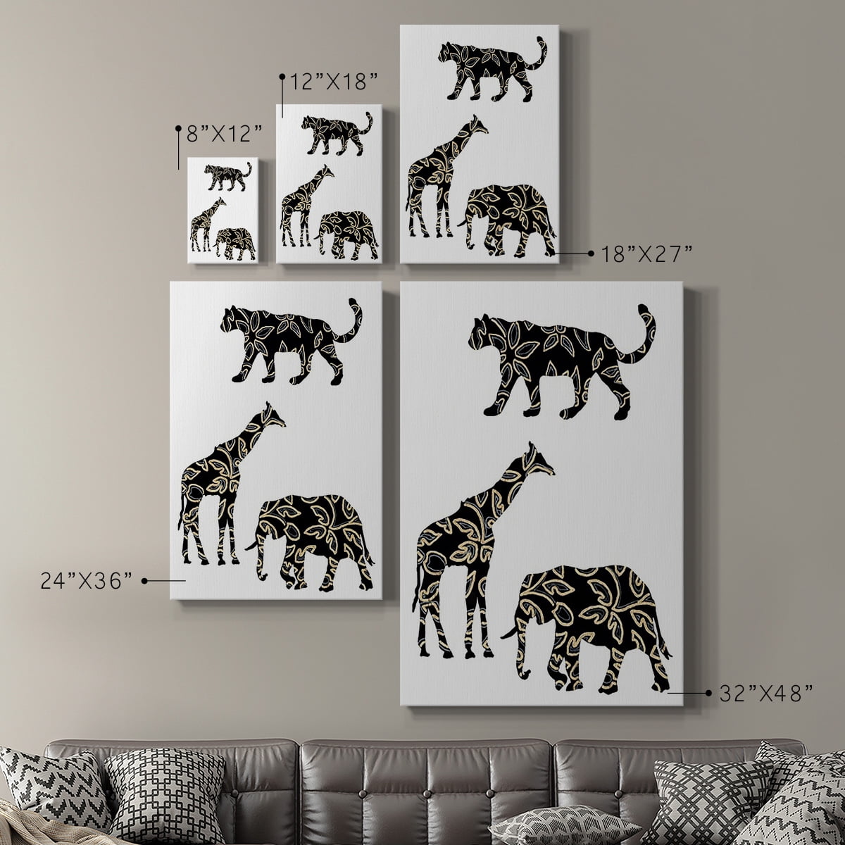 Ornamental Safari Animals III Premium Gallery Wrapped Canvas - Ready to Hang